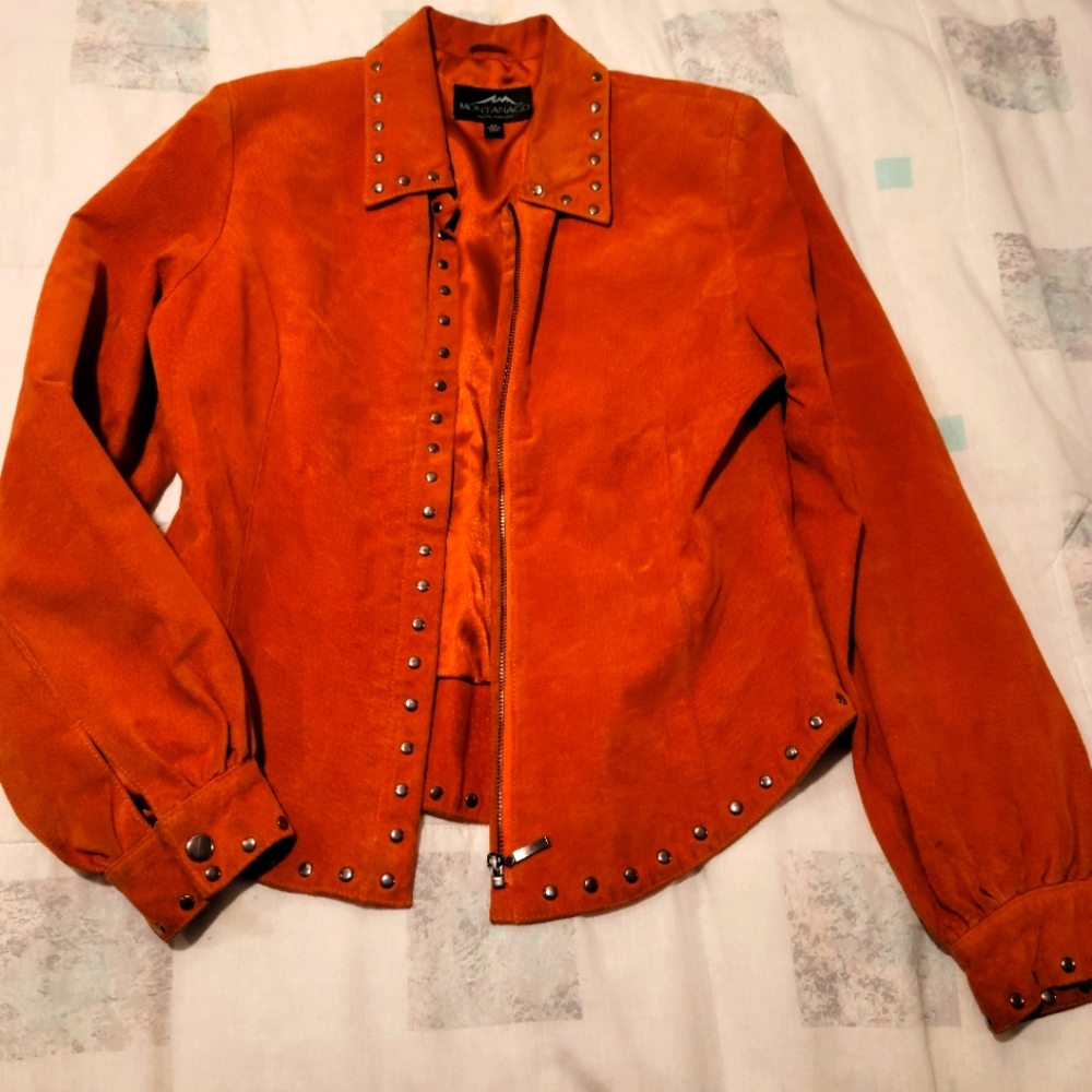 Women’s Burnt Orange Montanaco Genuine Suede Leather Jacket